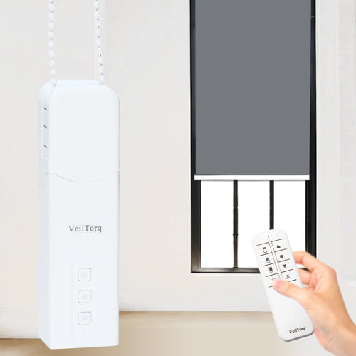 VeilTorq SmartShade Alternative - Remote Controlled Motorized Blinds with Preset Open/Close Levels, Battery Powered, No Bottom Rail!